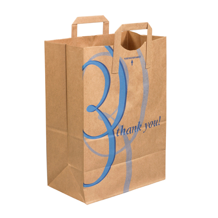 12 x 7 x 17" - "Thank You" Flat Handle Grocery Bags
